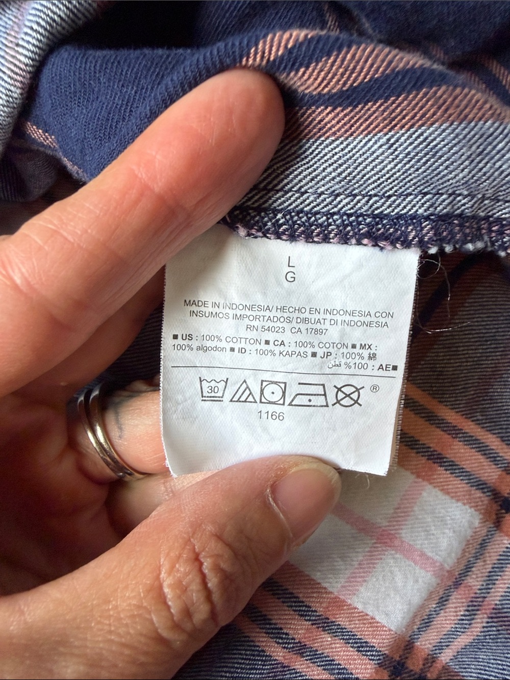 Old Navy Navy, Red & White Plaid Button-Down Shirt - Picture 7 of 12